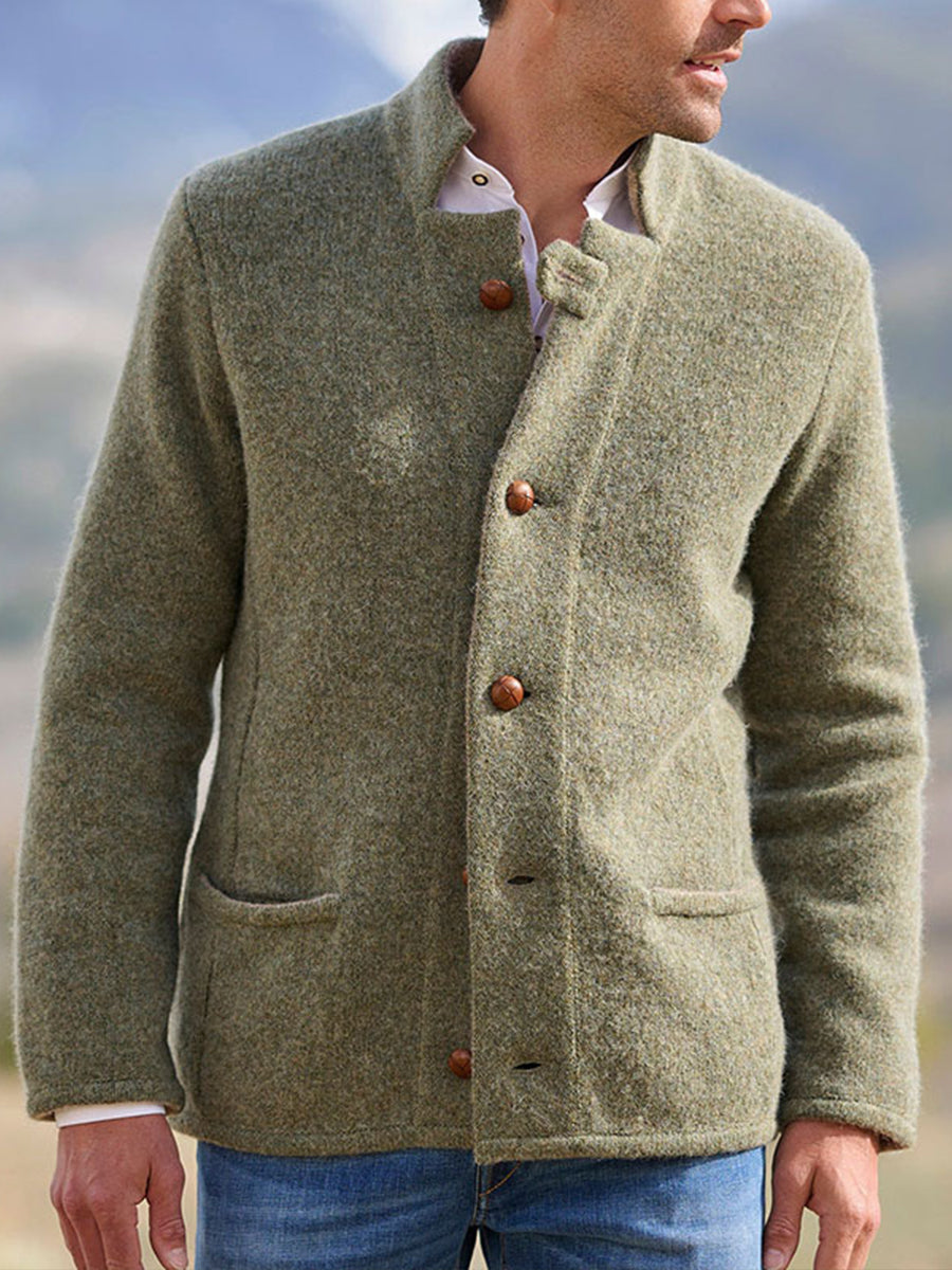 Classic Stand Collar Woolen Jacket