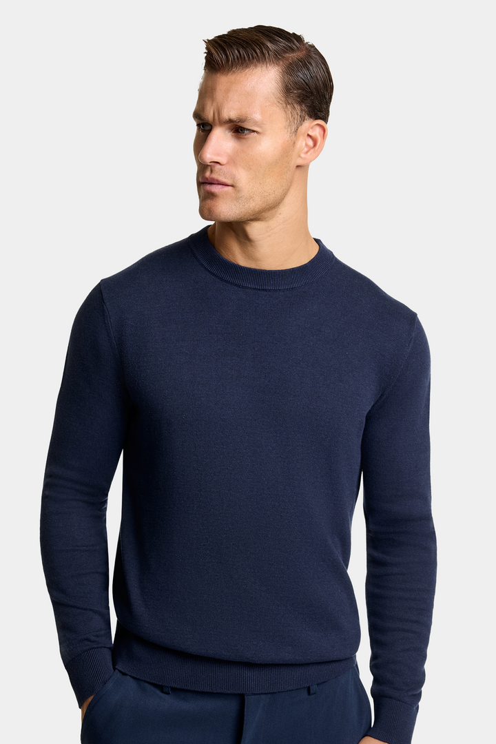 THE SANTONI CREWNECK SWEATER | Navy / Deep Stone
