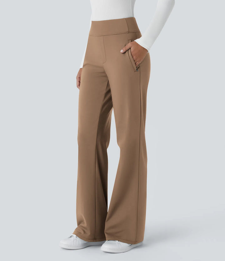 Lorèn™ Mid Rise Side Zipper Pocket Work Flare Pants