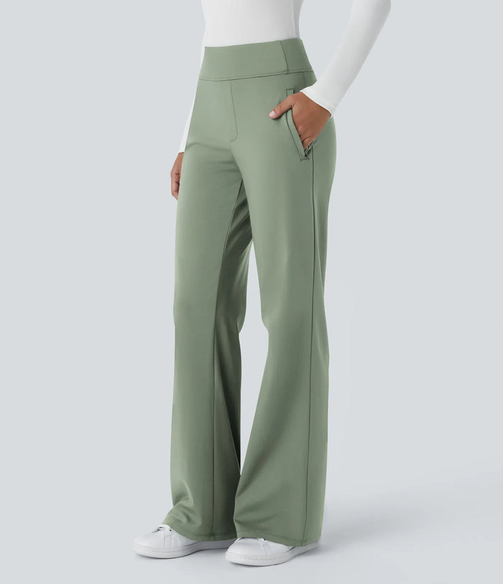 Lorèn™ Mid Rise Side Zipper Pocket Work Flare Pants