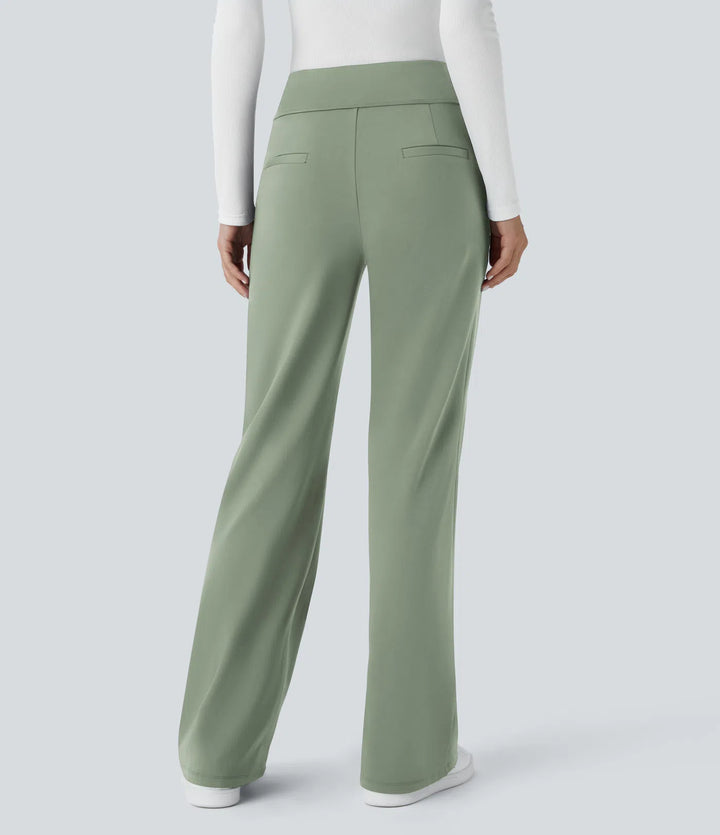 Lorèn™ Mid Rise Side Zipper Pocket Work Flare Pants