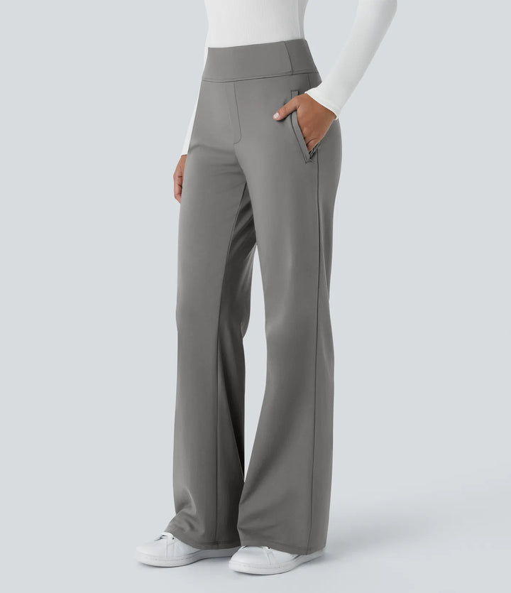Lorèn™ Mid Rise Side Zipper Pocket Work Flare Pants