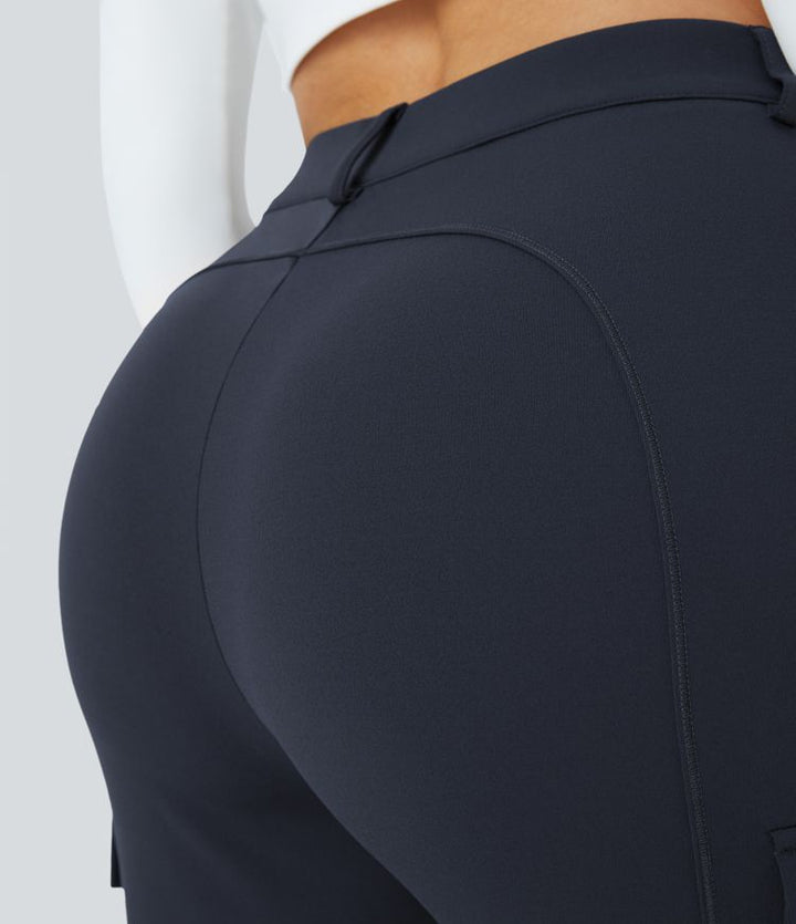 High Waisted Zipper Pockets Solid Skinny Cargo Pants