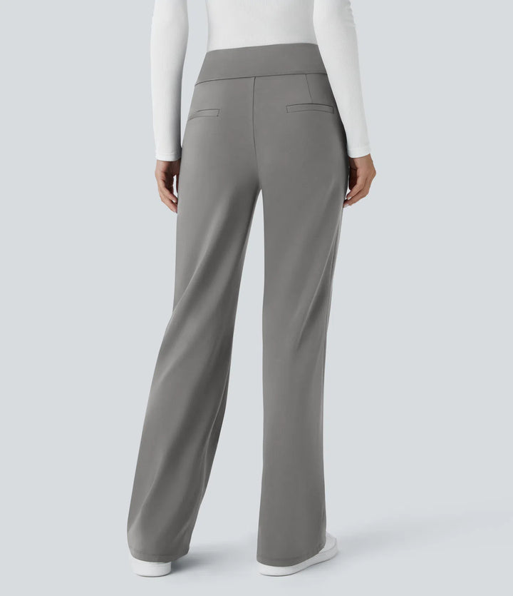 Lorèn™ Mid Rise Side Zipper Pocket Work Flare Pants