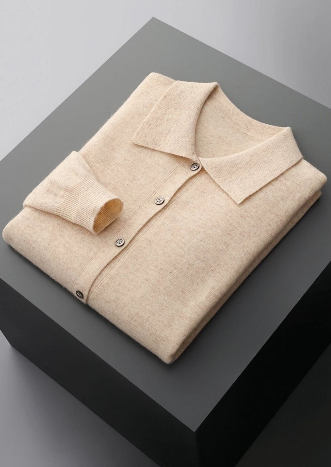 100% CASHMERE POLO CARDIGAN