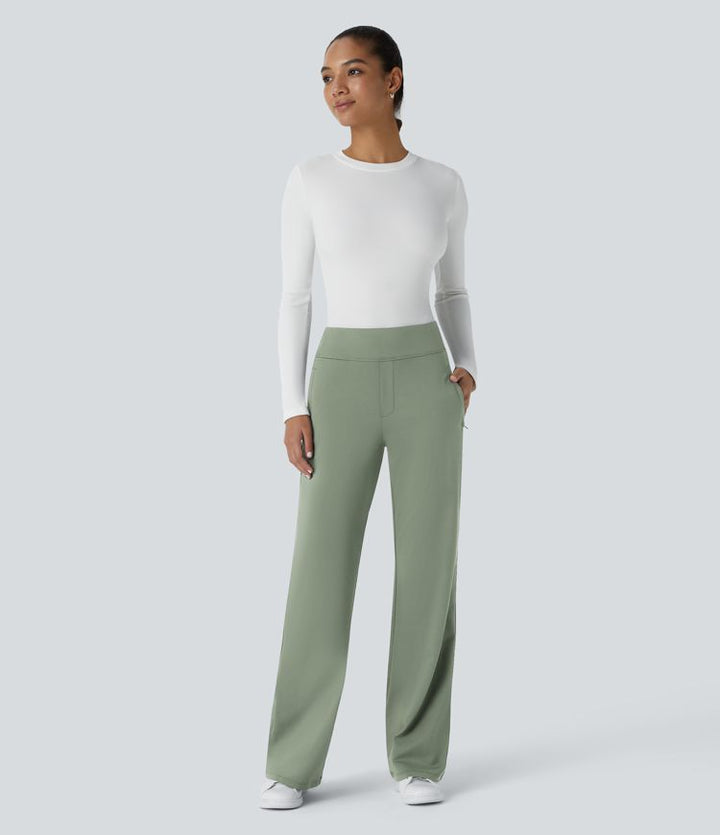 Halara Flex™ High Waisted Side Zipper Pocket Work Flare Pants