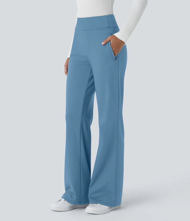 Lorèn™ Mid Rise Side Zipper Pocket Work Flare Pants