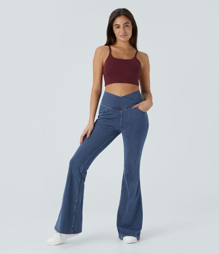 Halara Flex™ High Waisted Crossover Pocket Washed Casual Jeans