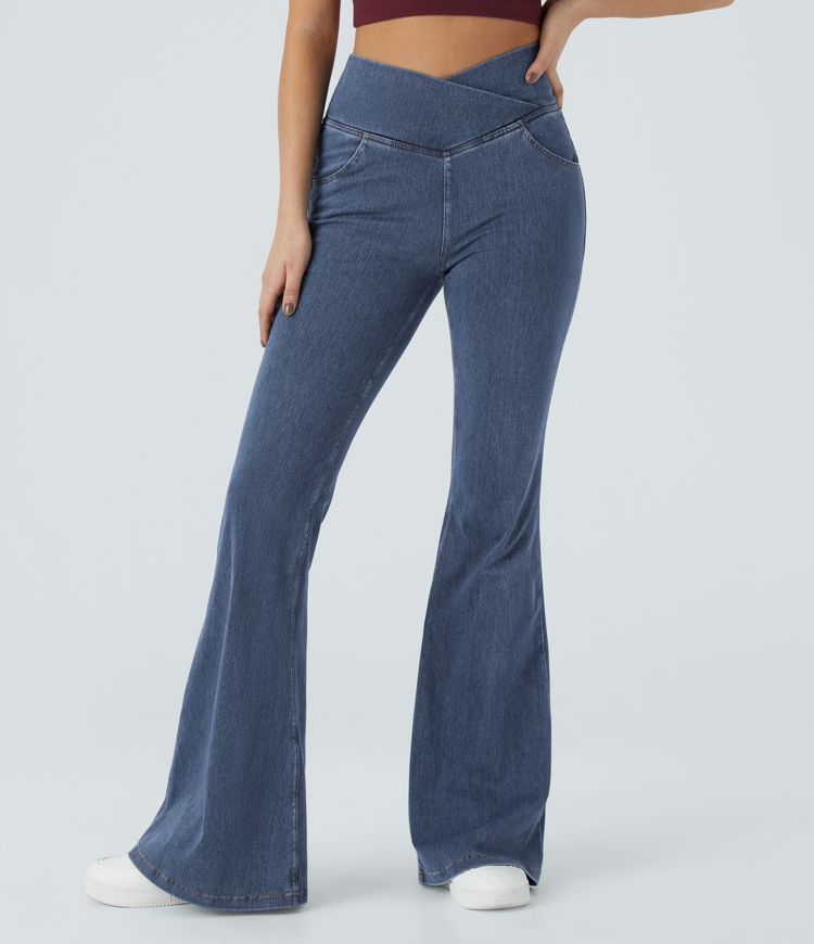 Halara Flex™ High Waisted Crossover Pocket Washed Casual Jeans