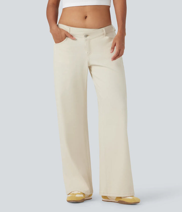 Asymmetric Low Rise Zipper Pockets Baggy