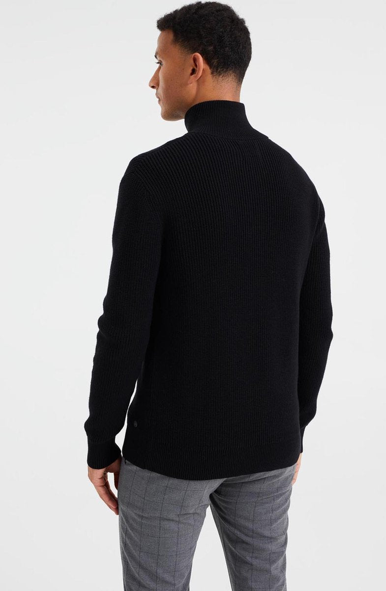 WE Fashion Heren ribgebreide trui met rits
