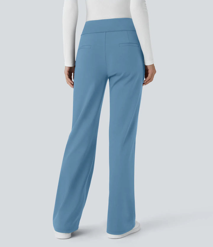 Lorèn™ Mid Rise Side Zipper Pocket Work Flare Pants