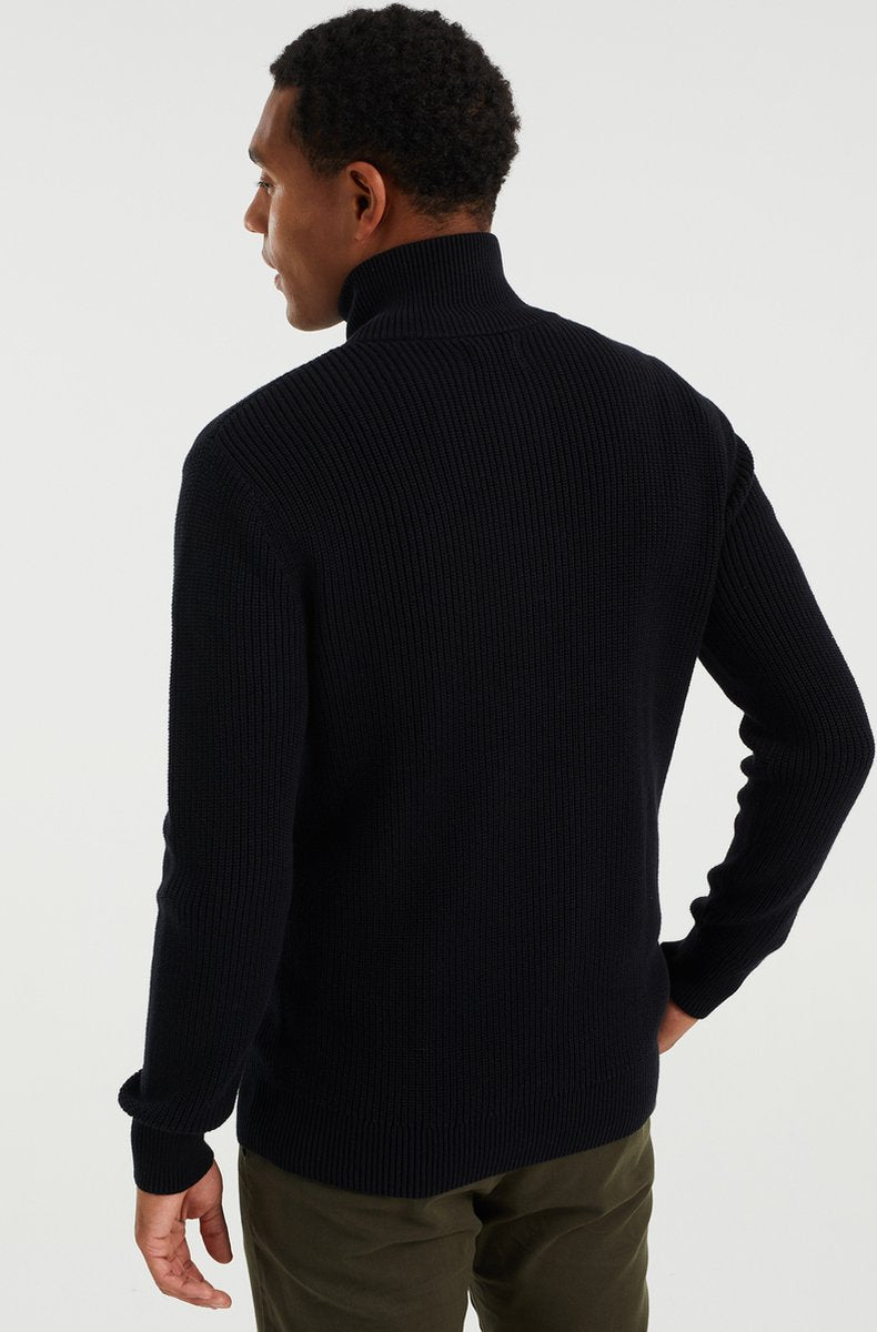 WE Fashion Heren ribgebreide trui met rits