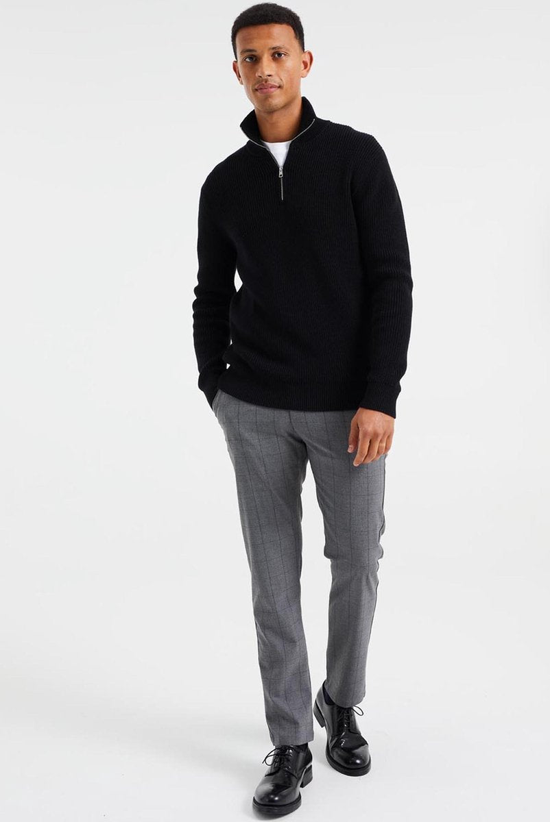 WE Fashion Heren ribgebreide trui met rits