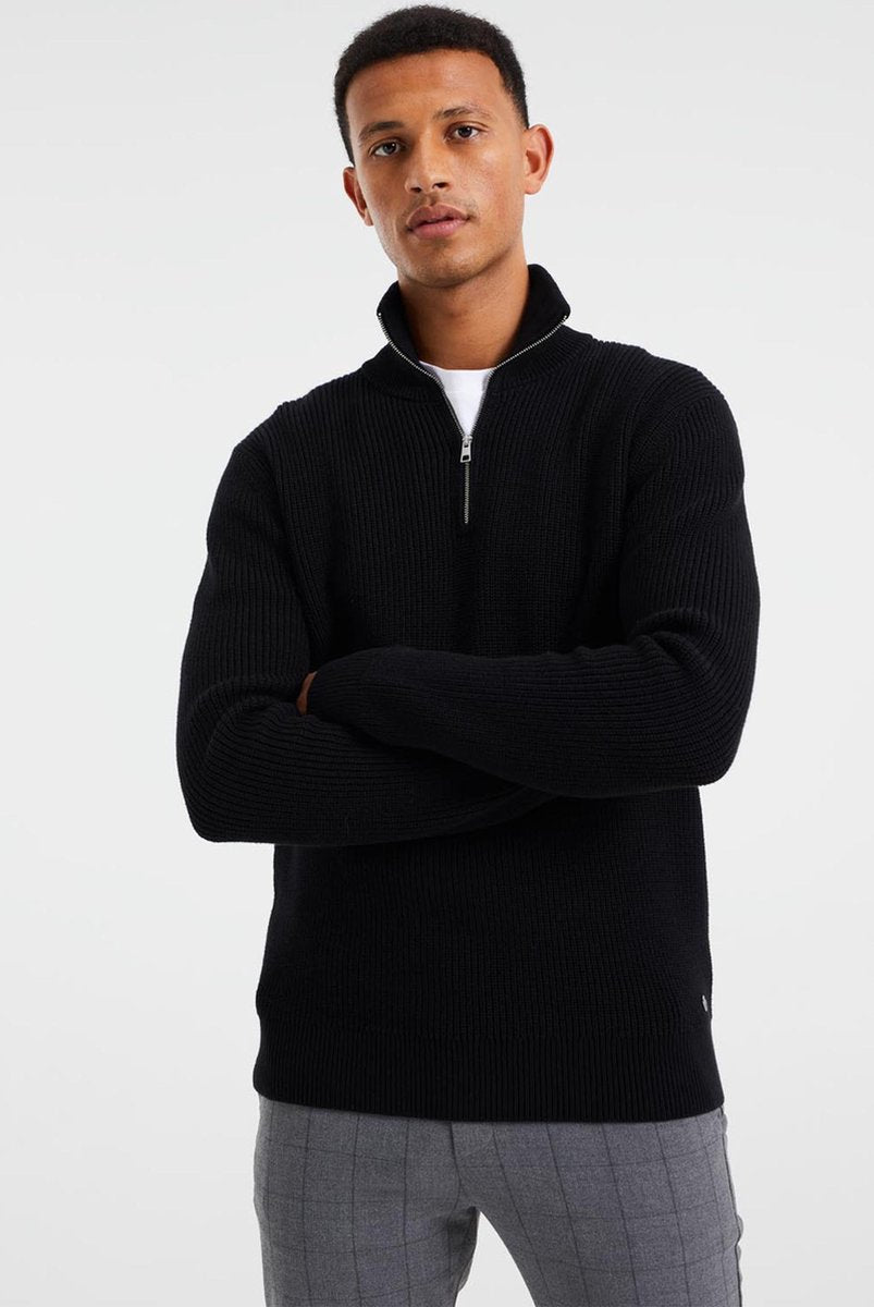 WE Fashion Heren ribgebreide trui met rits