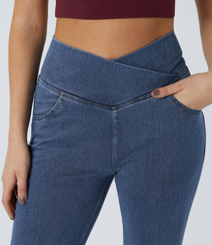 Halara Flex™ High Waisted Crossover Pocket Washed Casual Jeans