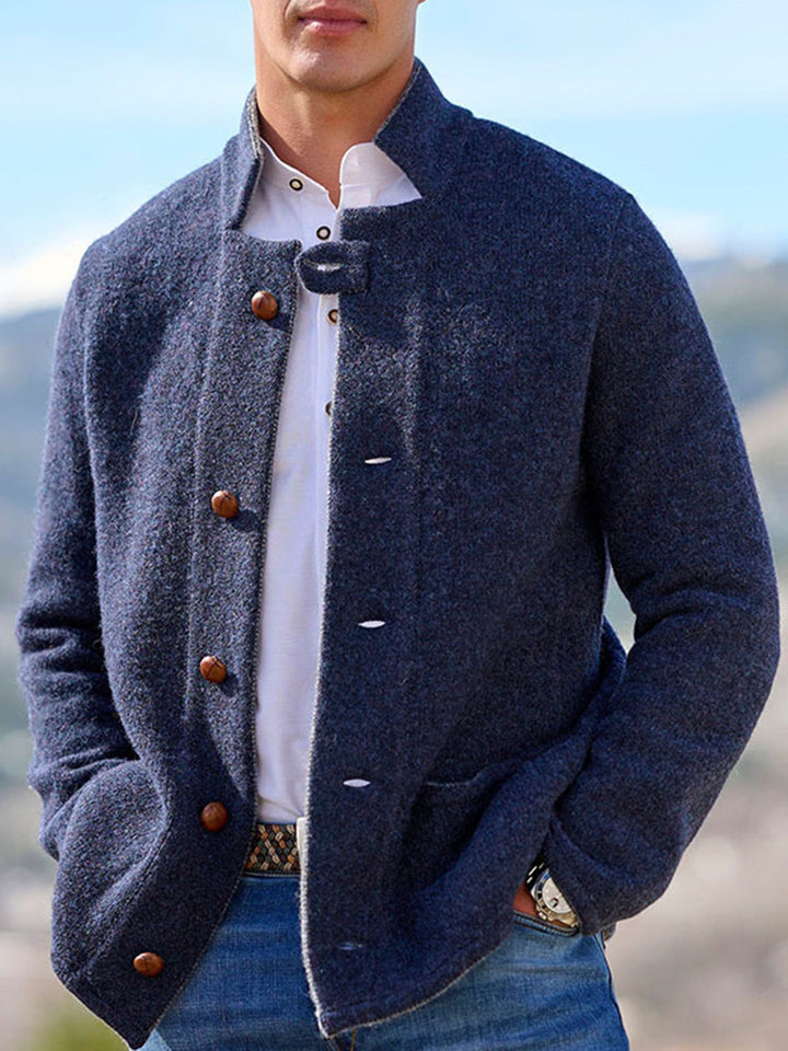 Classic Stand Collar Woolen Jacket
