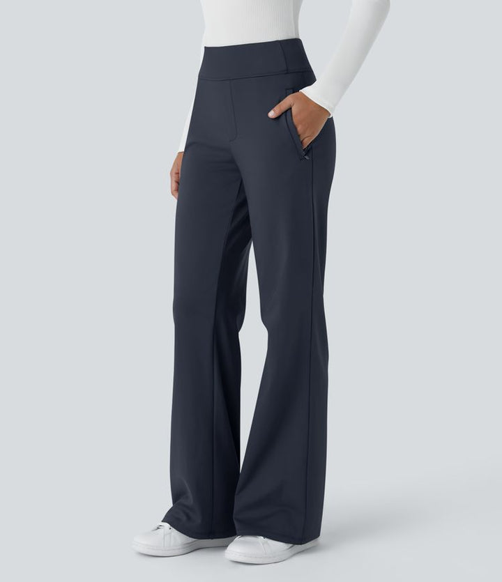 Lorèn™ Mid Rise Side Zipper Pocket Work Flare Pants