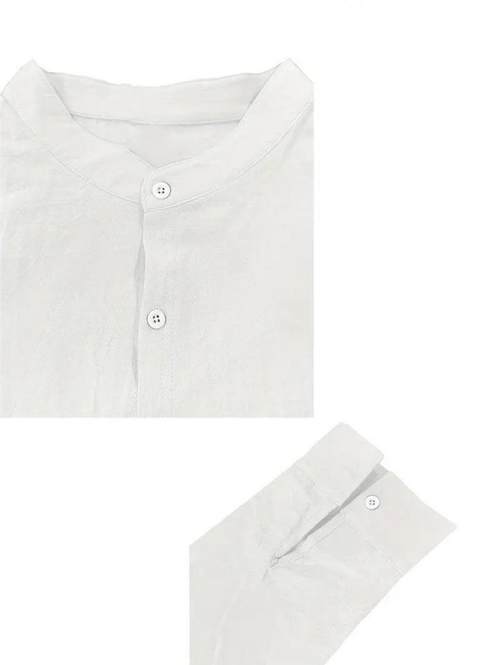 Nivard Linnen Blouse Heren - t shirt - Polo - Overhemd - Shirt - Zomer - Ibiza Stijl - Wit - Maat XL