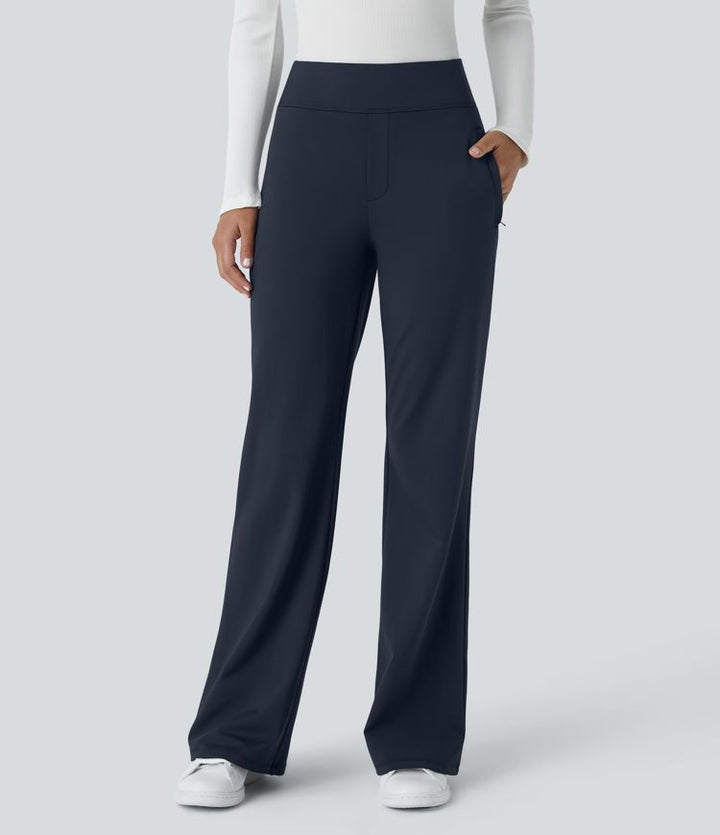 Lorèn™ Mid Rise Side Zipper Pocket Work Flare Pants