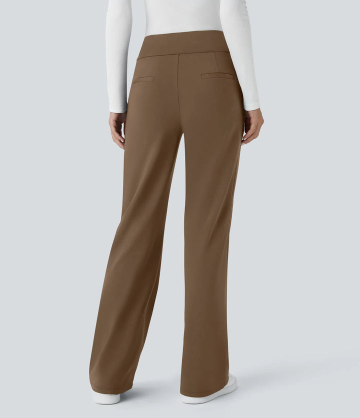 Lorèn™ Mid Rise Side Zipper Pocket Work Flare Pants