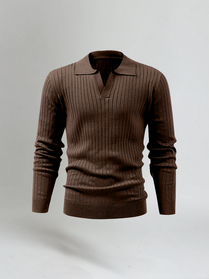 Gestreepte Polo Met Lange Mouwen - Bruin
