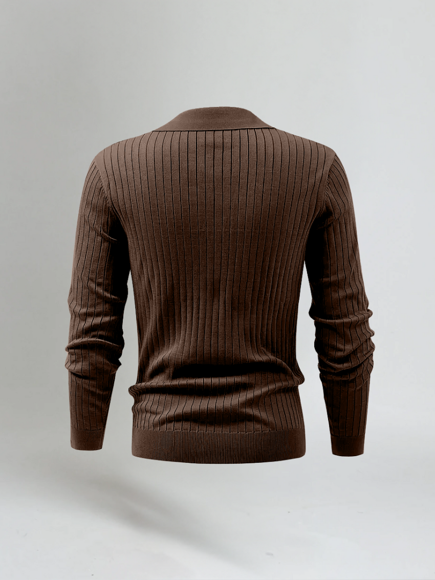Gestreepte Polo Met Lange Mouwen - Bruin