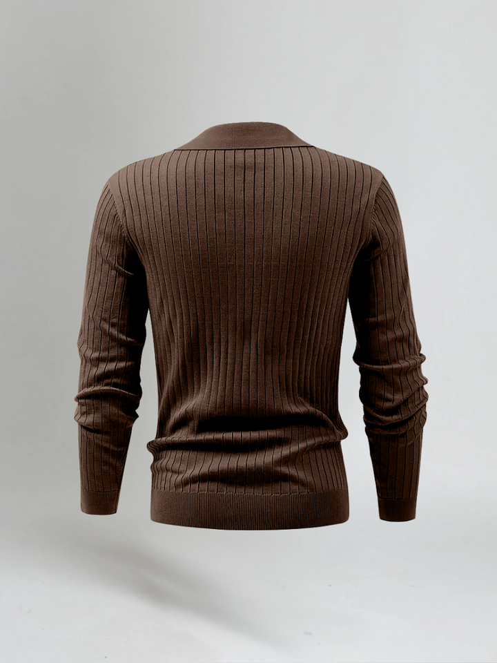 Gestreepte Polo Met Lange Mouwen - Bruin