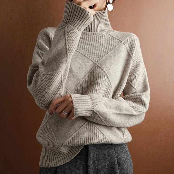 Lorèn™ - Textured Geometric Knit Sweater