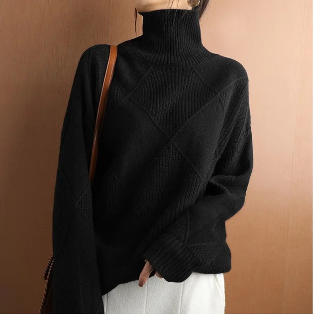 Lorèn™ - Textured Geometric Knit Sweater