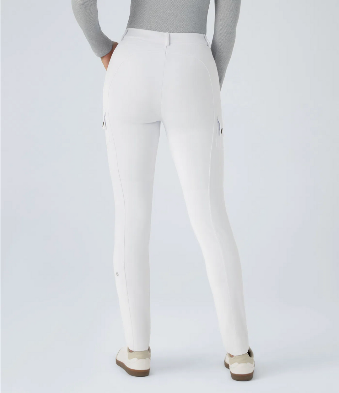 High Waisted Zipper Pockets Solid Skinny Cargo Pants