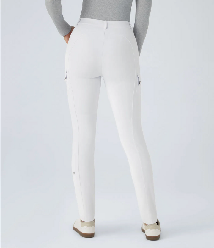 High Waisted Zipper Pockets Solid Skinny Cargo Pants