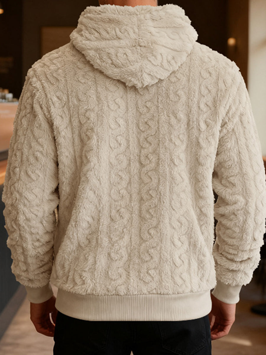 Casual Arctic Fleece Jacquard Hooded Sweatshirt