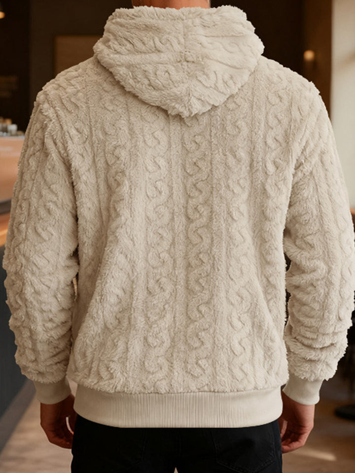 Casual Arctic Fleece Jacquard Hooded Sweatshirt