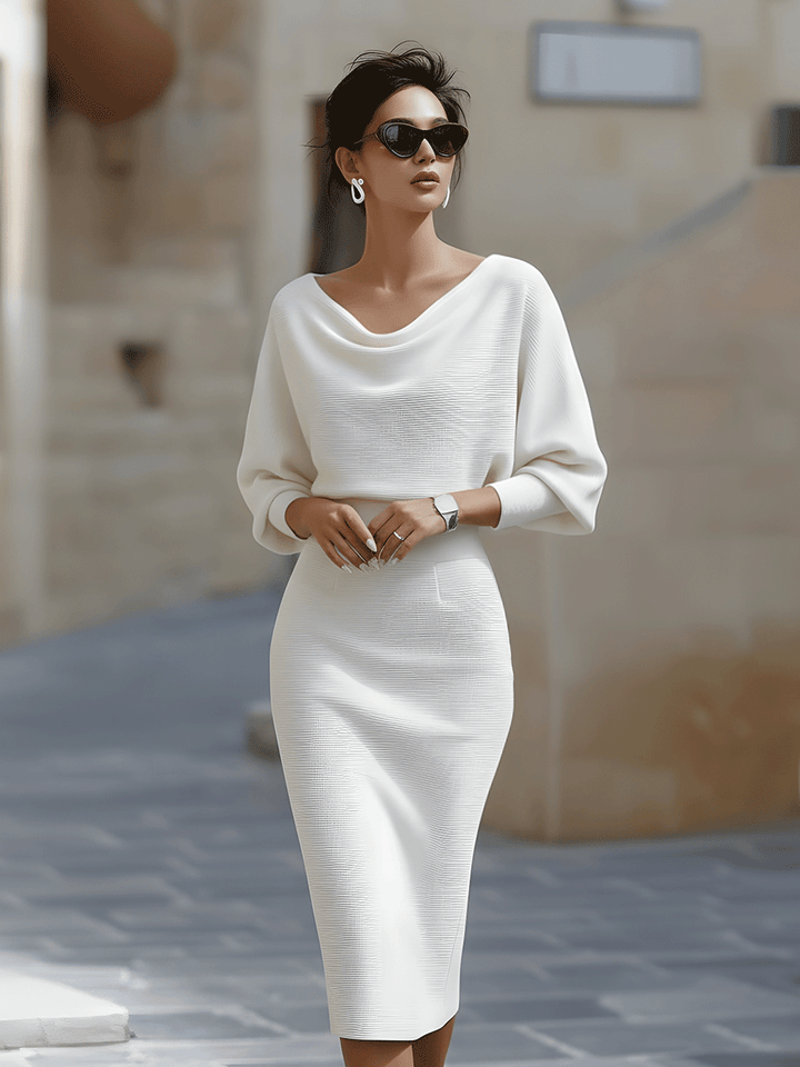 Lorèn Draped Batwing Midi Dress